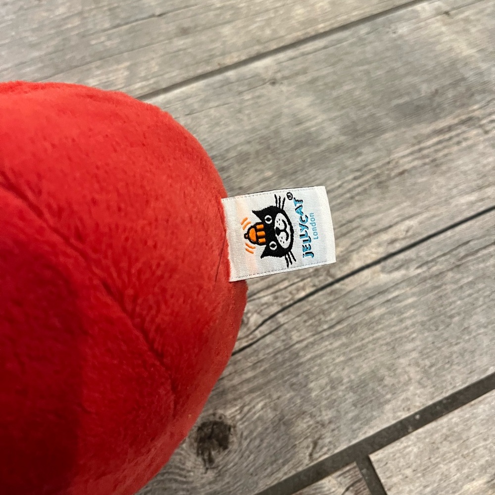 Jellycat retired Red Tomato Plush with Green Leaf and Brown Corduroy Legs - Picture 2 of 3